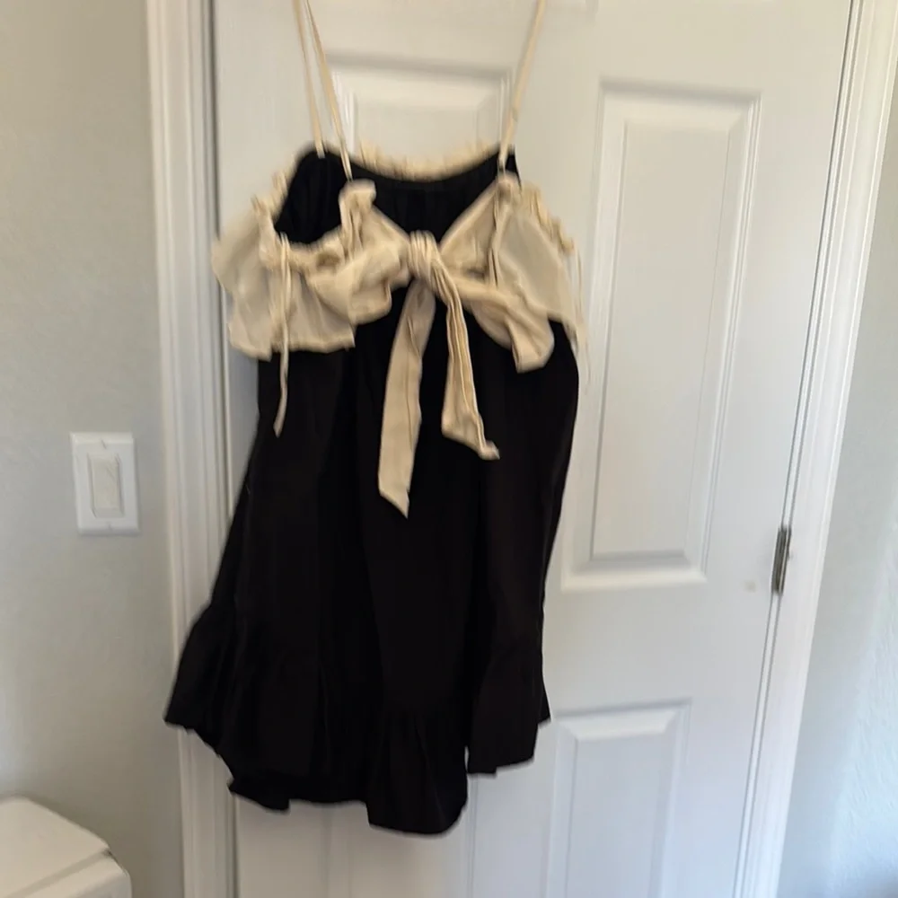 Anthropologie Black and White Ruffle Dress - Picture 4 of 6